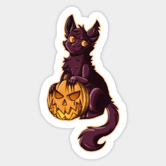 Pumpkin cat Sticker by Zorveechu